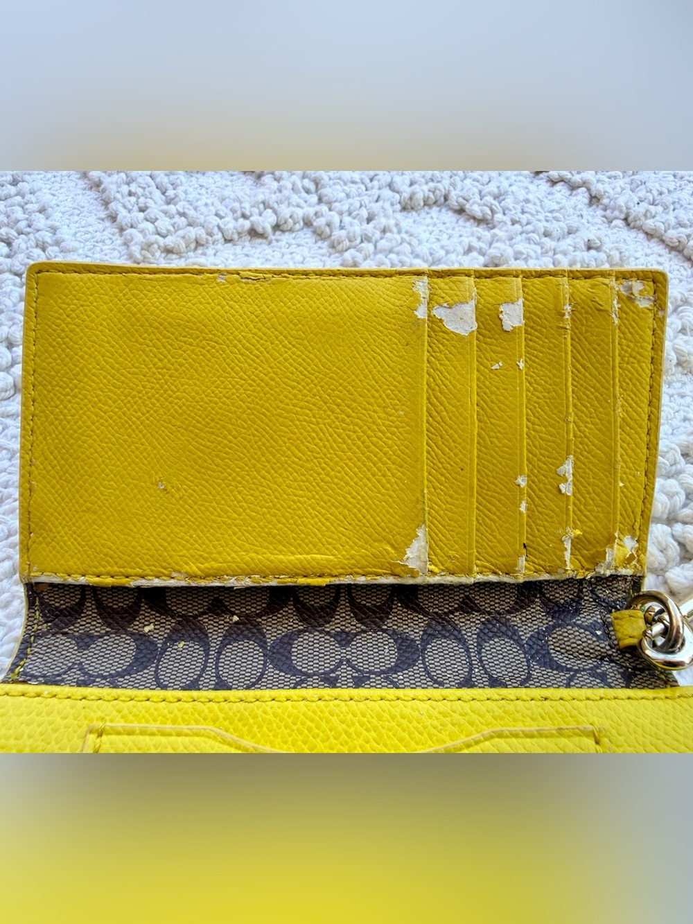 Coach Bright Yellow Leather Wristlet Wallet with Snap Closure - Picture 6 of 6